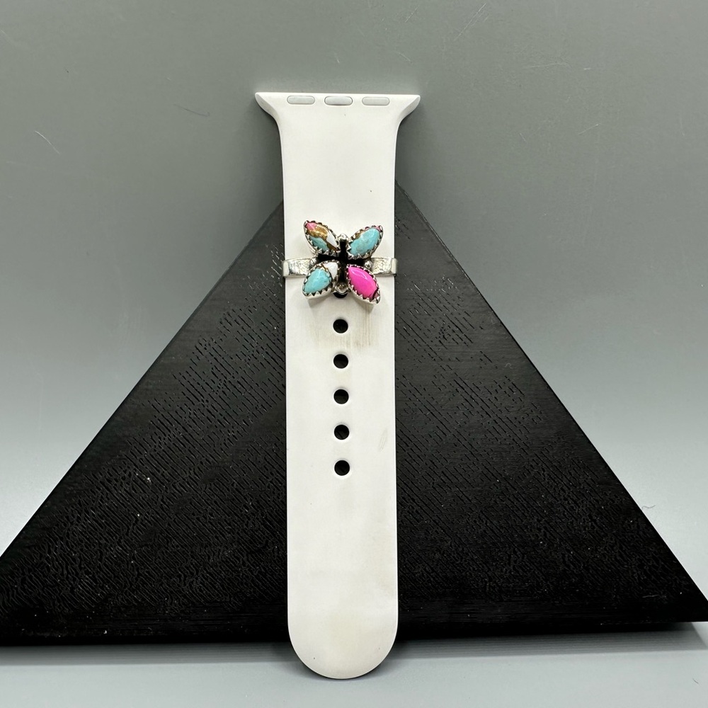 ⌚Cotton Candy Turquoise Sterling Silver 925 Watch Band Charm Handmade iWatch